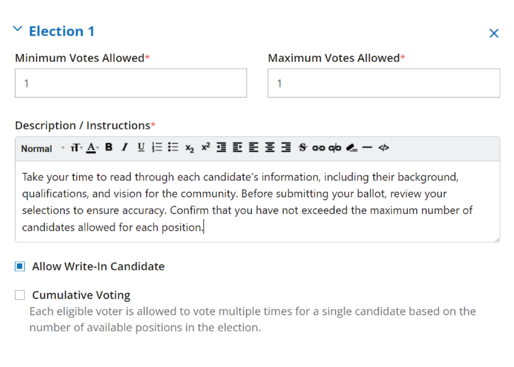 Hoampage online voting election page